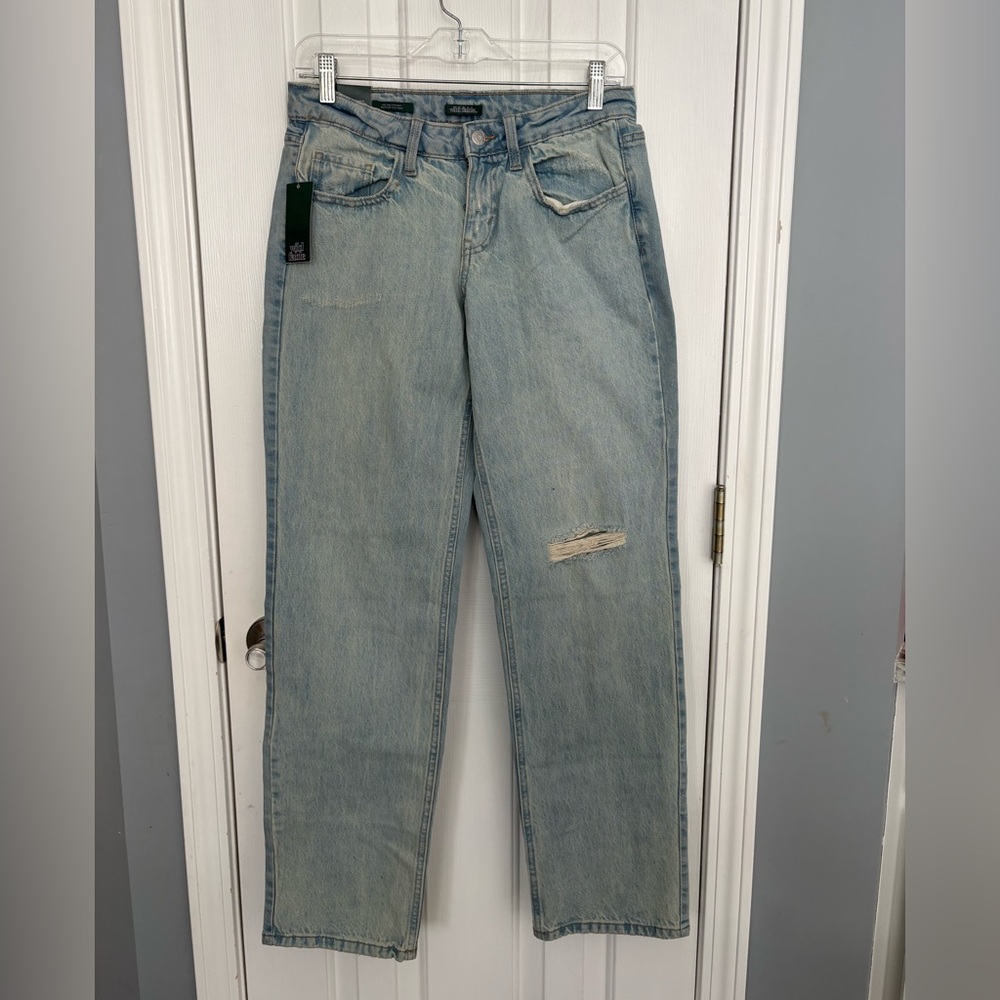 NWT Women’s Wild Fable Mid Rise Straight Leg Jeans Size 2 Light Wash Easy Rigid